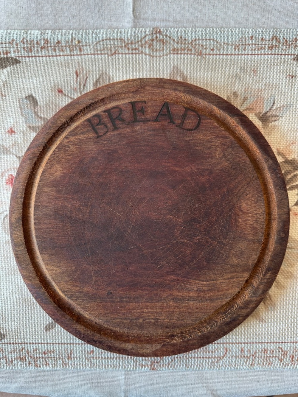 Rustic Brown Wooden Bread Board.  9”